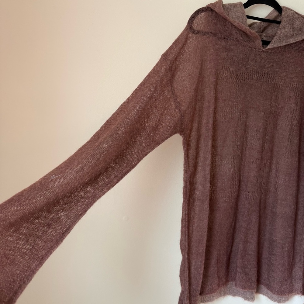 Ranger Cartel Mohair Wool Lightweight Knit Brown Hoodie Sweater - Picture 11 of 14